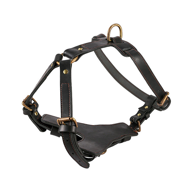 Cowhide Chest Back Pet Supplies Dog Automatic Traction Rope Chest Harness Set Pet Traction Rope