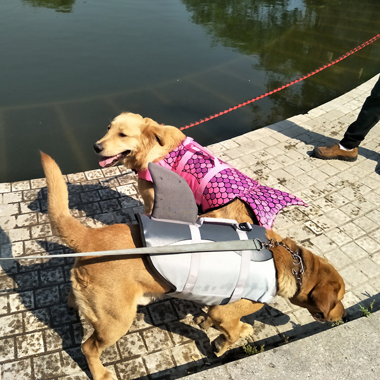 Gilet de Sauvetage pour Chien – Édition Requin & Sirène, Flottaison Sécurisée, Poignée Dorsale