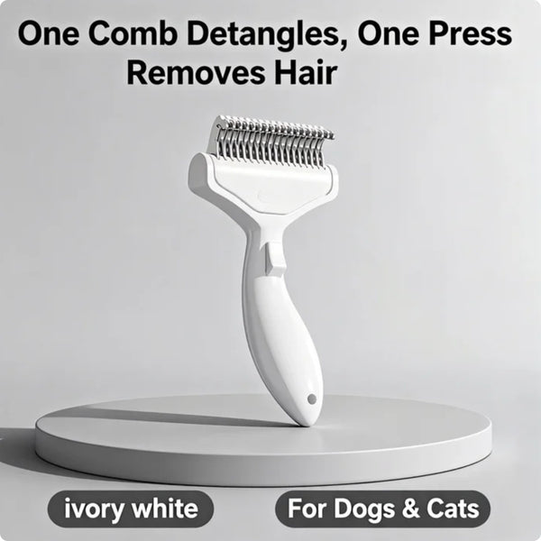 Pet Dematting Comb For Cats Dogs, Self Cleaning Deshedding Brush With Stainless Steel Blades, 26 Angle Undercoat Rake For Removing Loose Hair And Tangles, Grooming Tool For Long Short Haired Pets