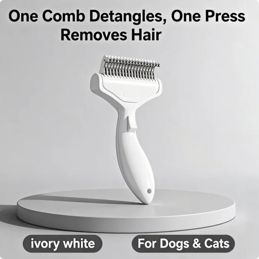 Pet Dematting Comb For Cats Dogs, Self Cleaning Deshedding Brush With Stainless Steel Blades, 26 Angle Undercoat Rake For Removing Loose Hair And Tangles, Grooming Tool For Long Short Haired Pets