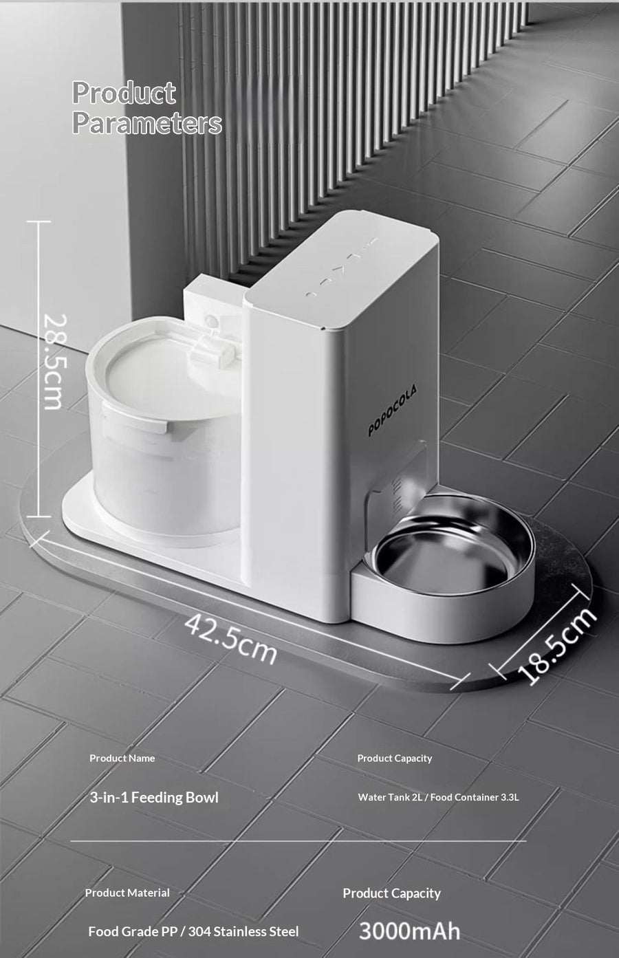 Fontaine Thermostatique & Distributeur Automatique 2-en-1 pour Chat – 3,3 L + 2 L, Sans Fil
