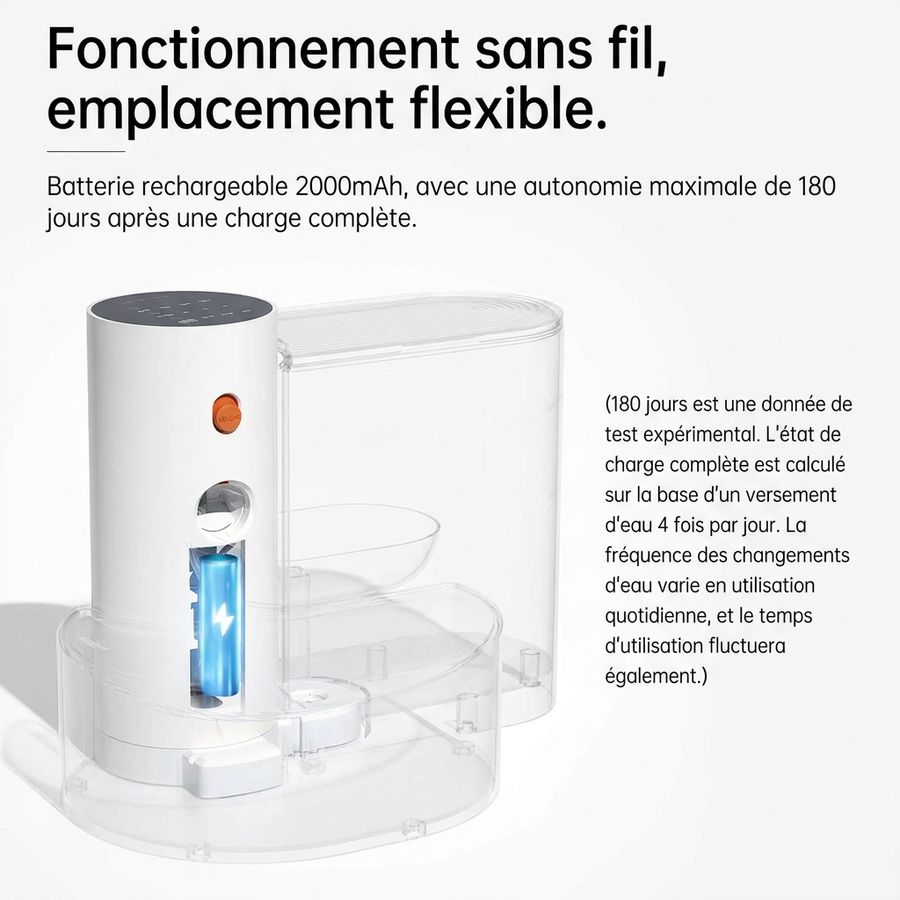 Fontaine à Eau Automatique Sans Fil pour Chat – Sans Filtre, Réservoir 3 L, Silencieuse