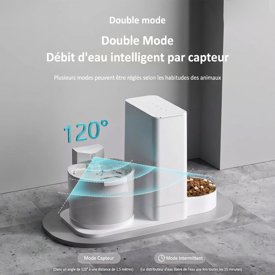 Fontaine Thermostatique & Distributeur Automatique 2-en-1 pour Chat – 3,3 L + 2 L, Sans Fil