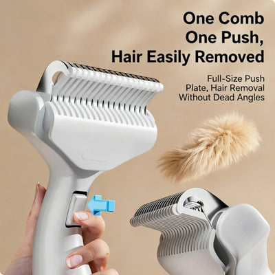 Pet Dematting Comb For Cats Dogs, Self Cleaning Deshedding Brush With Stainless Steel Blades, 26 Angle Undercoat Rake For Removing Loose Hair And Tangles, Grooming Tool For Long Short Haired Pets