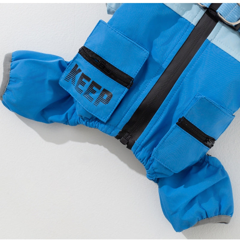 Autumn And Winter Dog, Small And Medium-sized Dog Teddy Outdoor Windproof, Waterproof, Three-proof Raincoat, Four-legged Cotton Coat, Pet Clothing